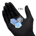 SET OF 4 - Opalite Faceted Hexagon Pendant with Silver Bail / 1" AVG