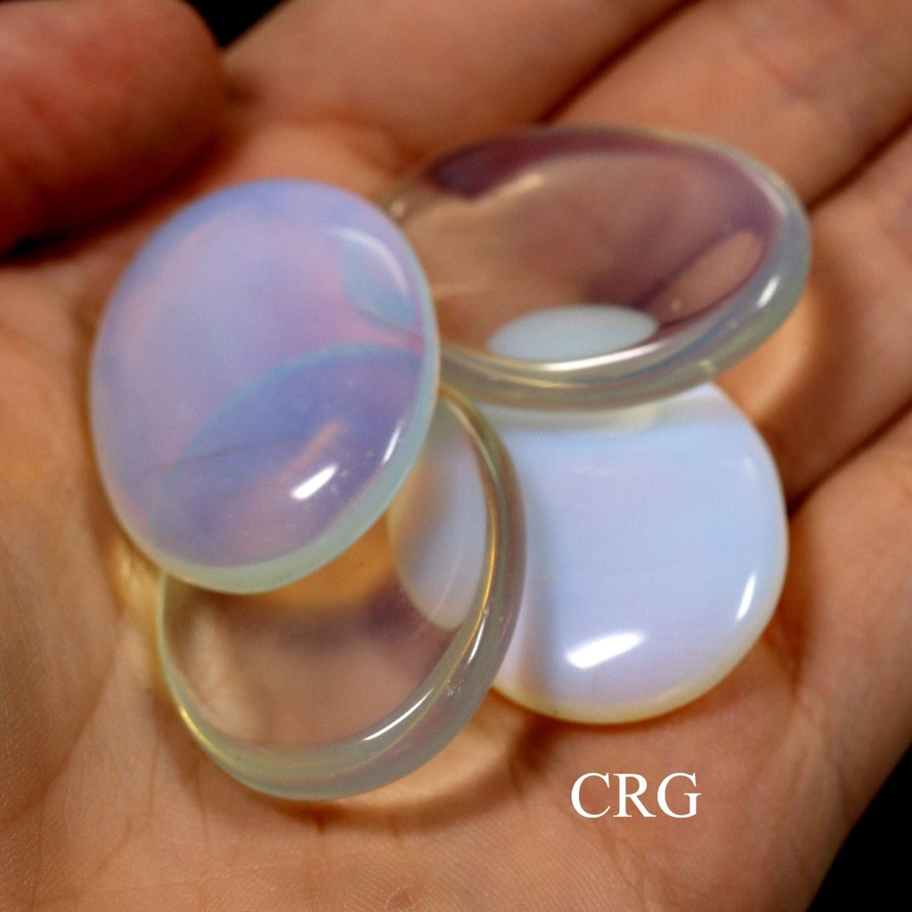 SET OF 4 - Opalite Worry Stones w/ Thumb Indent / 1" Avg