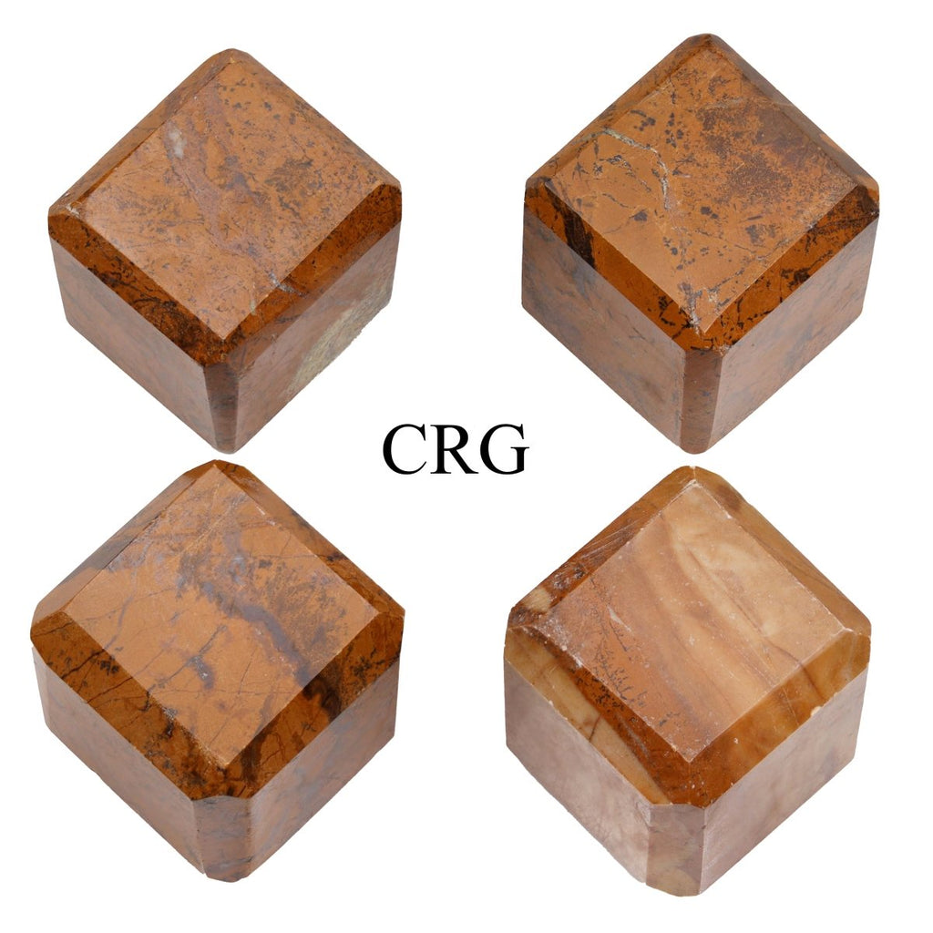 SET OF 4 - Picture Jasper Gemstone Cubes / 30-40mm AVG