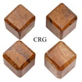 SET OF 4 - Picture Jasper Gemstone Cubes / 30-40mm AVG