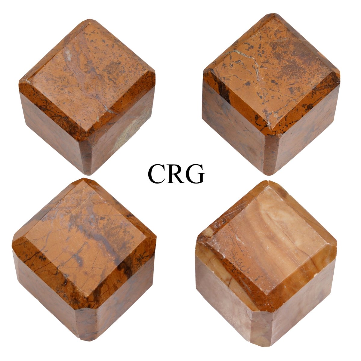 SET OF 4 - Picture Jasper Gemstone Cubes / 30-40mm AVG