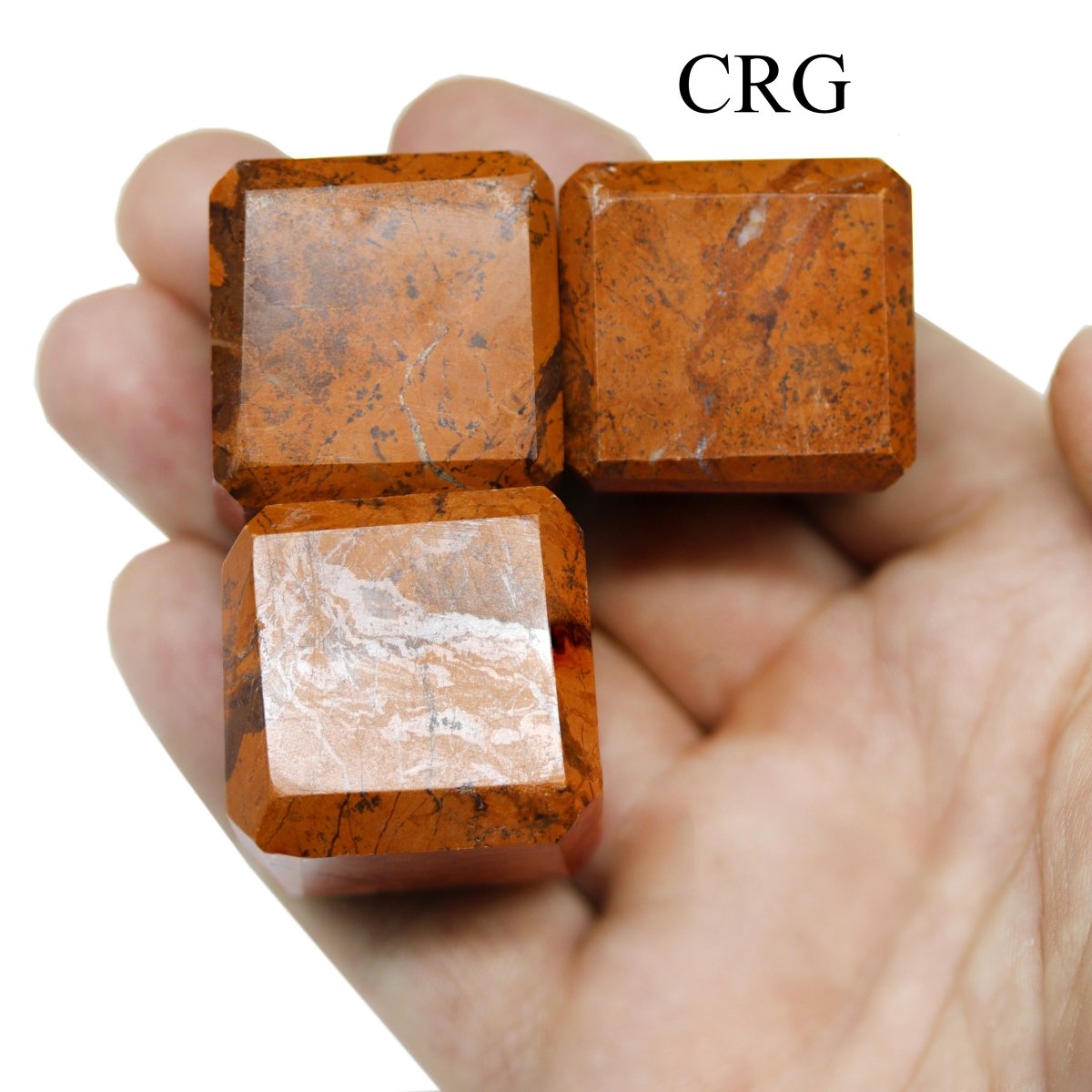 SET OF 4 - Picture Jasper Gemstone Cubes / 30-40mm AVG