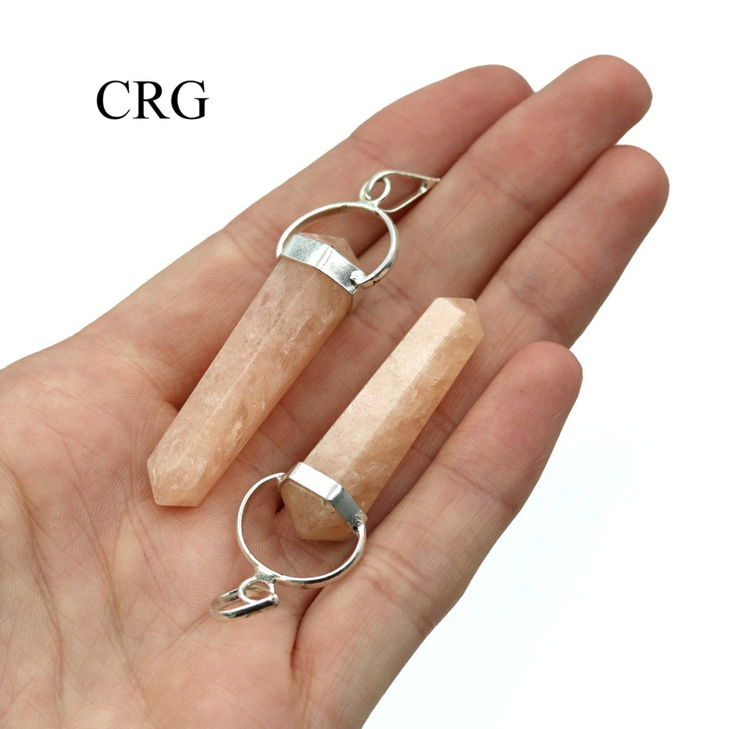 SET OF 4 - Pink Aventurine Double Point Pendant w/ Silver Swivel Bail / 1" Avg (INJD)