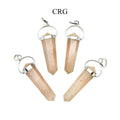 SET OF 4 - Pink Aventurine Double Point Pendant w/ Silver Swivel Bail / 1" Avg (INJD)