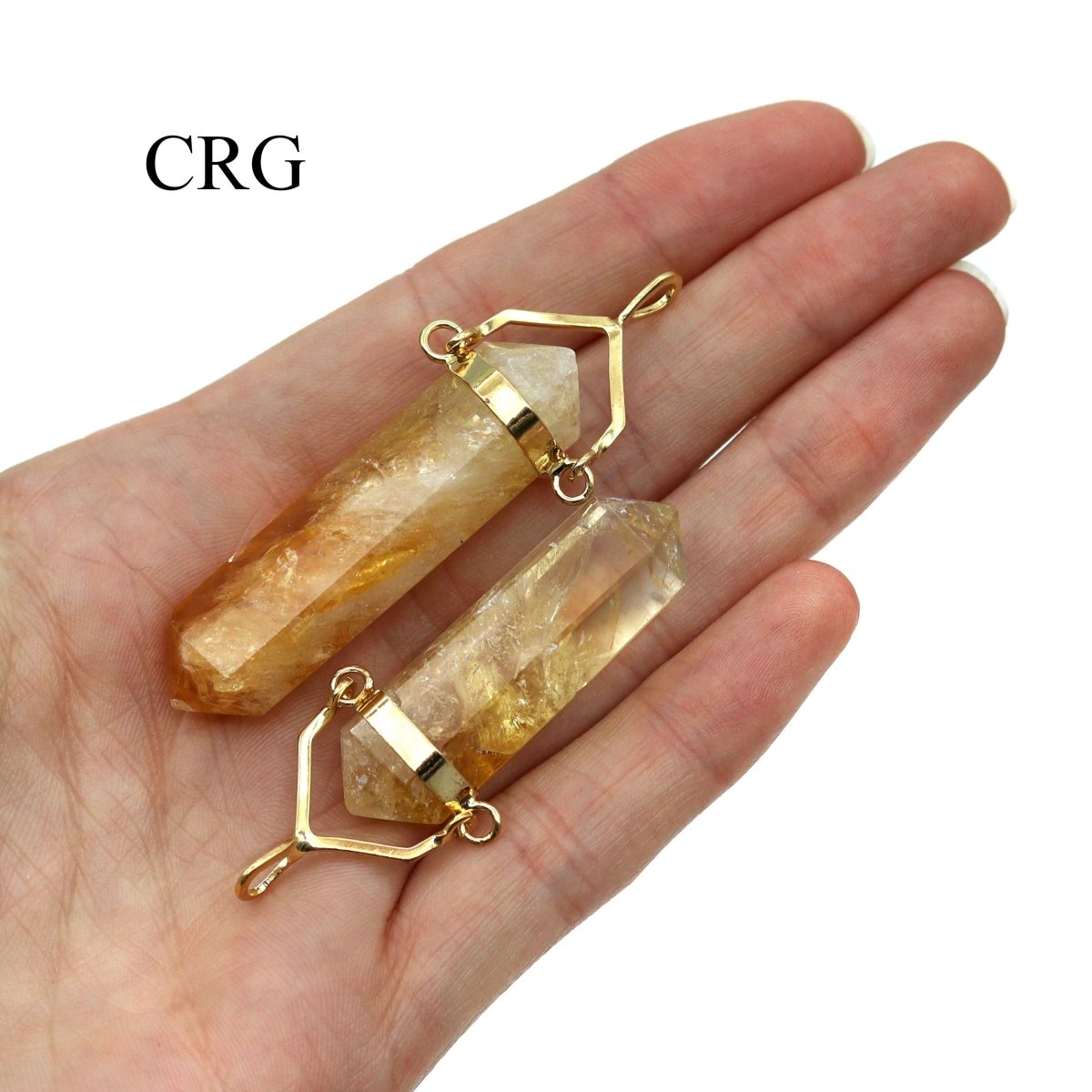 SET OF 4 - Polished Citrine Double Terminated Point Pendant with Gold Swivel Bail / 1-2" AVG