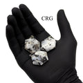 SET OF 4 - Rainbow Moonstone Faceted Hexagon Pendant with Silver Bail / 1" AVG