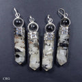 SET OF 4 - Rainbow Moonstone Orgonite Point Pendant with Crystal Ball / 1" AVG