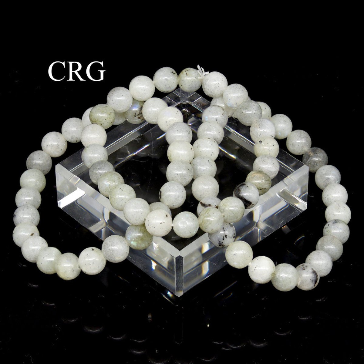 SET OF 4 - Rainbow Moonstone Premium Bead Stretch Bracelet / 10-15mm AVG