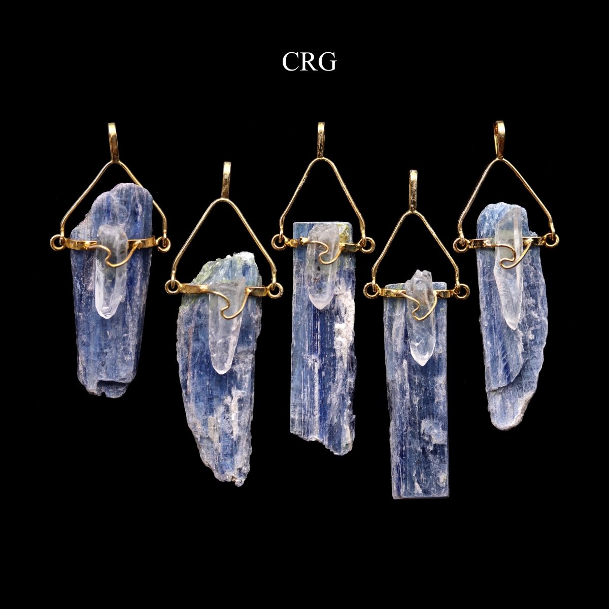Blue Kyanite Pendant with Quartz and Gold Plated Swivel Bail (1.5 To 2 Inches) (4 Pieces)