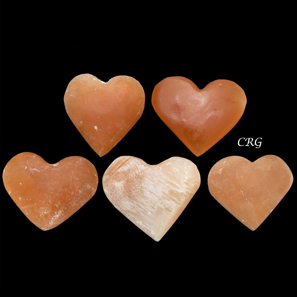 Set of 4 - Red Selenite Heart / 60mm