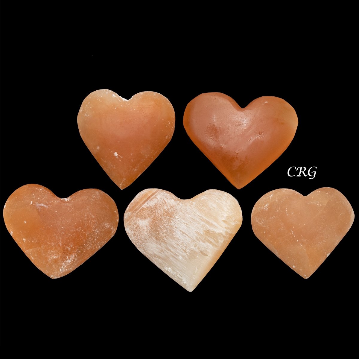 Set of 4 - Red Selenite Heart / 60mm