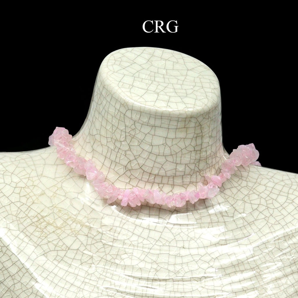 Rose Quartz Strand Chip Choker Necklace (4 Pieces) (16 Inches)