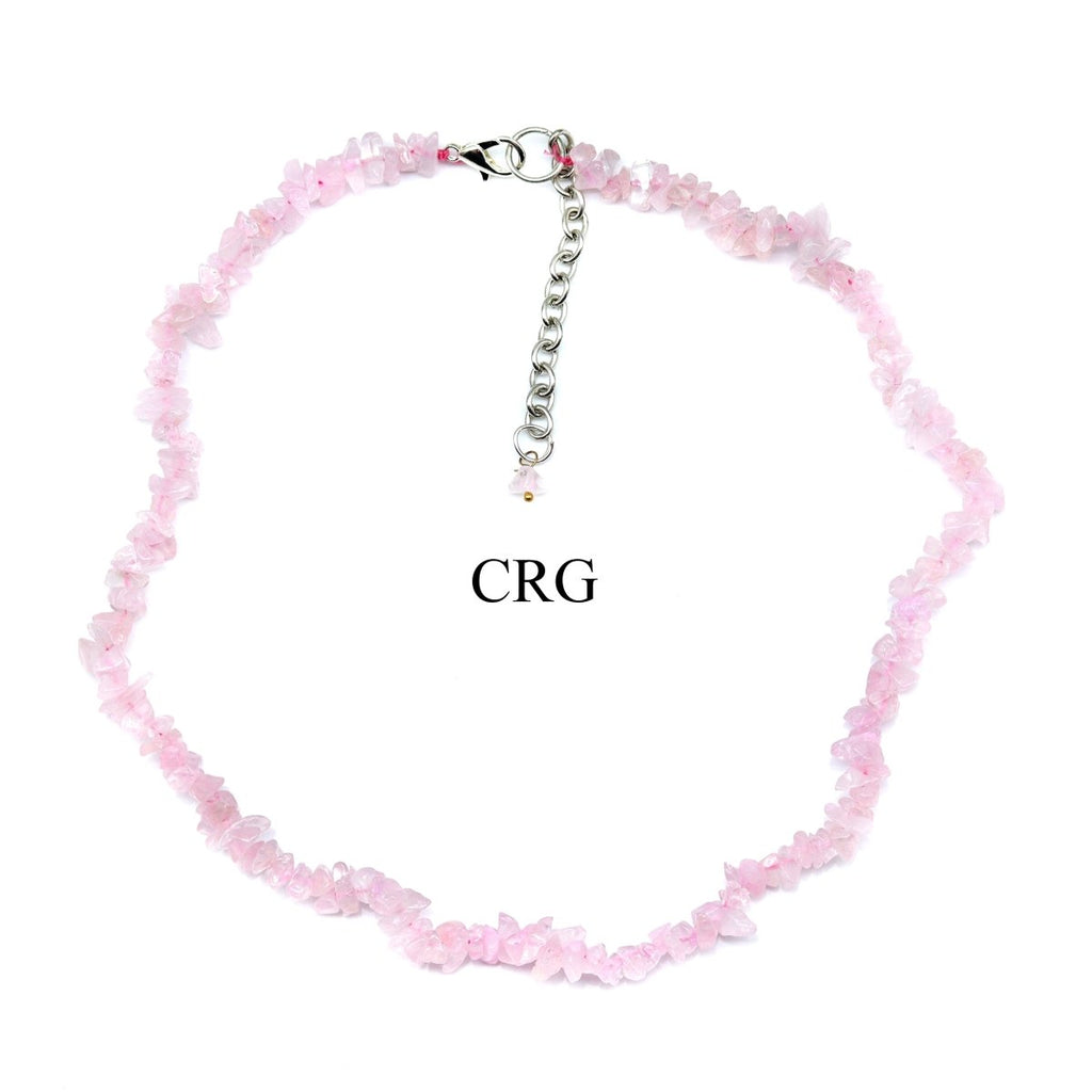 Rose Quartz Strand Chip Choker Necklace (4 Pieces) (16 Inches)