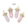 SET OF 4 - Rose Quartz Double Terminated Point Pendant with Gold Swivel Bail / 1" AVG