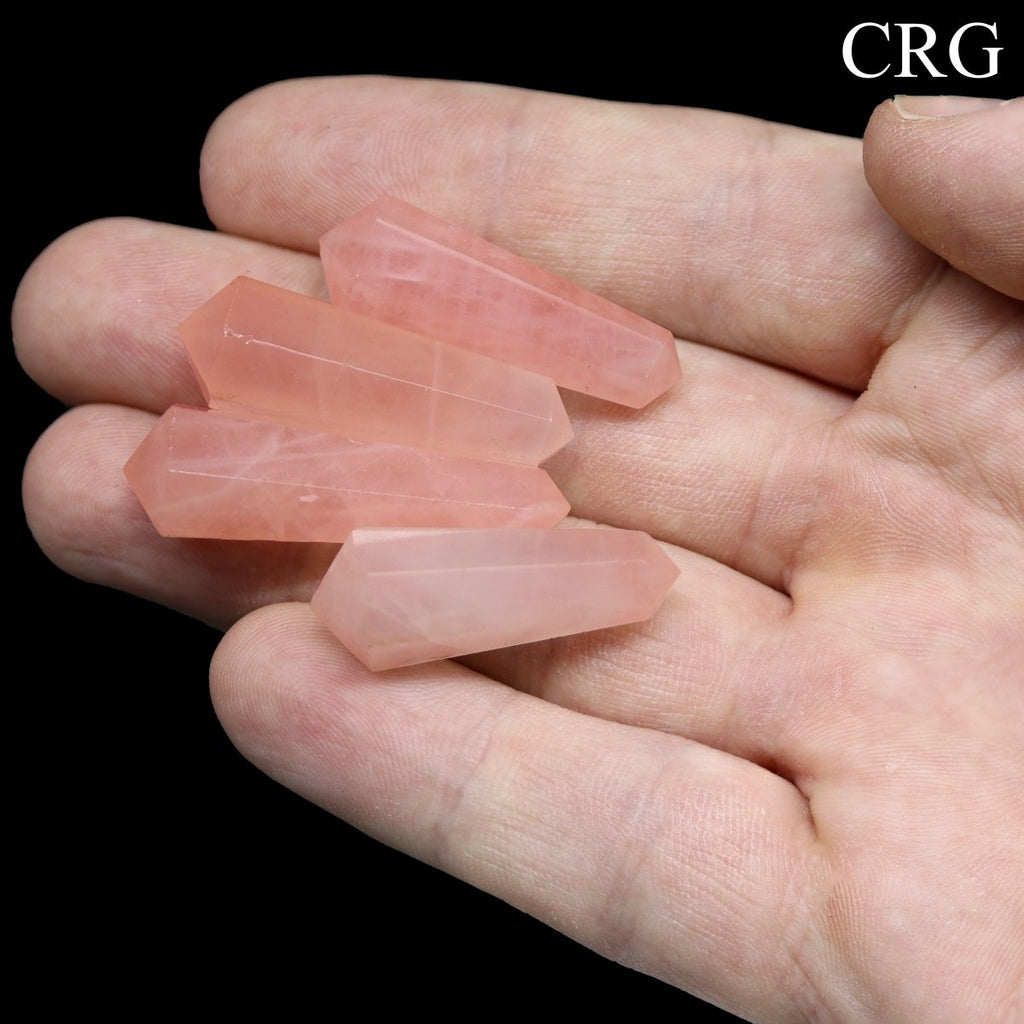 SET OF 4 - Rose Quartz Mini Double Terminated Points / 1" AVG