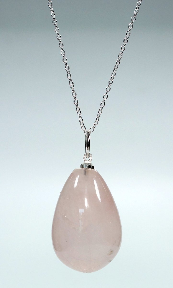 SET OF 4 - Rose Quartz Teardrop Pendant w/ Silver Bail / 1" Avg