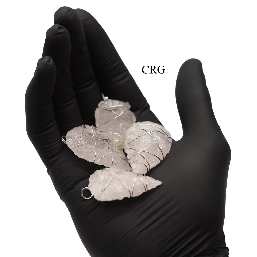 Rose Quartz Wire Wrapped Arrowhead Pendants - 1.5" - SET OF 4 (INJD)
