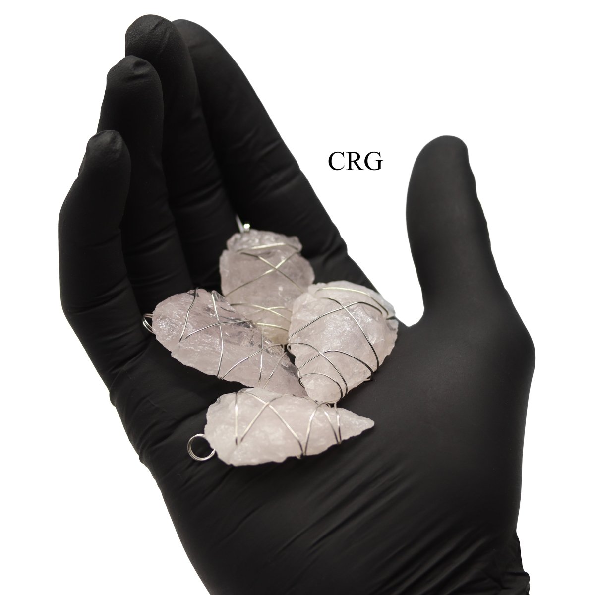 Rose Quartz Wire Wrapped Arrowhead Pendants - 1.5" - SET OF 4 (INJD)