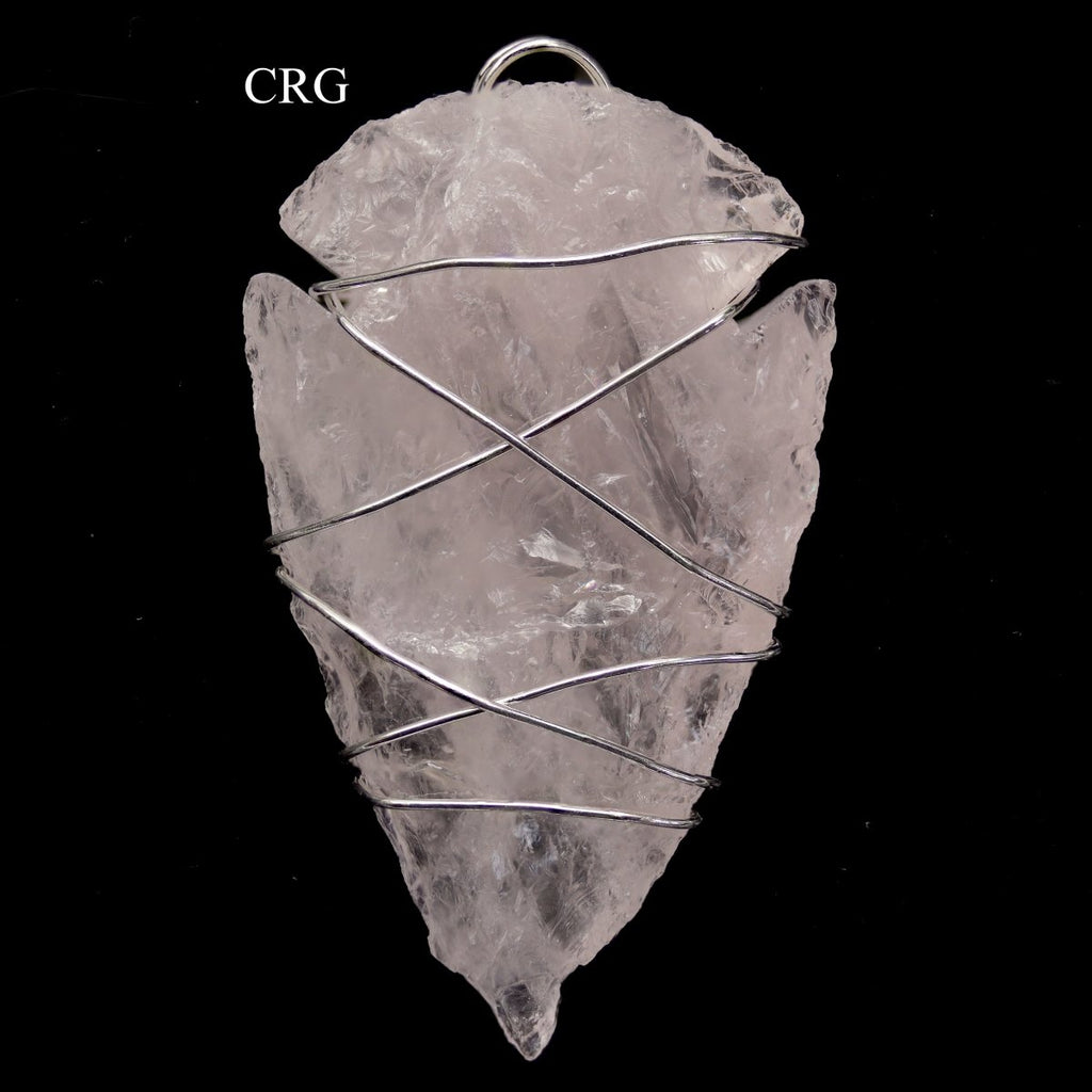 Rose Quartz Wire Wrapped Arrowhead Pendants - 1.5" - SET OF 4 (INJD)