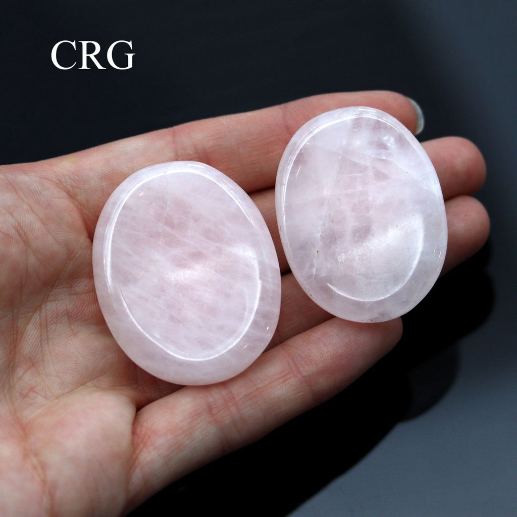 SET OF 4 - Rose Quartz Worry Stones with Thumb Indent / 1" AVG