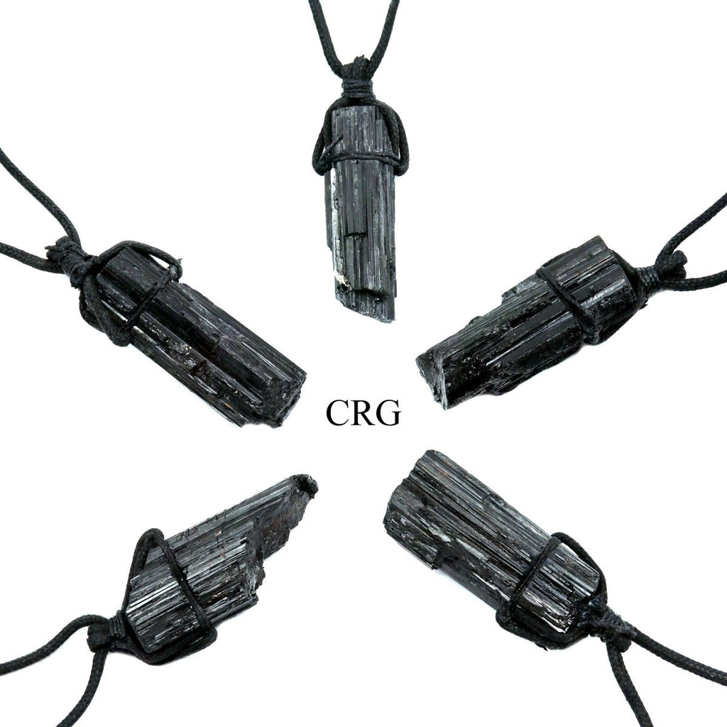 SET OF 4 - Rough Black Tourmaline on Black Cord / 1-2" AVG
