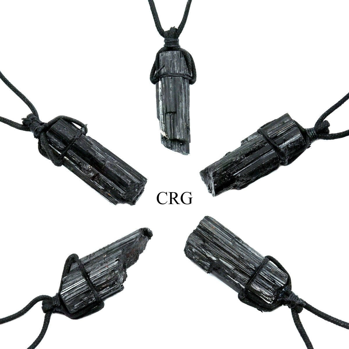 SET OF 4 - Rough Black Tourmaline on Black Cord / 1-2" AVG