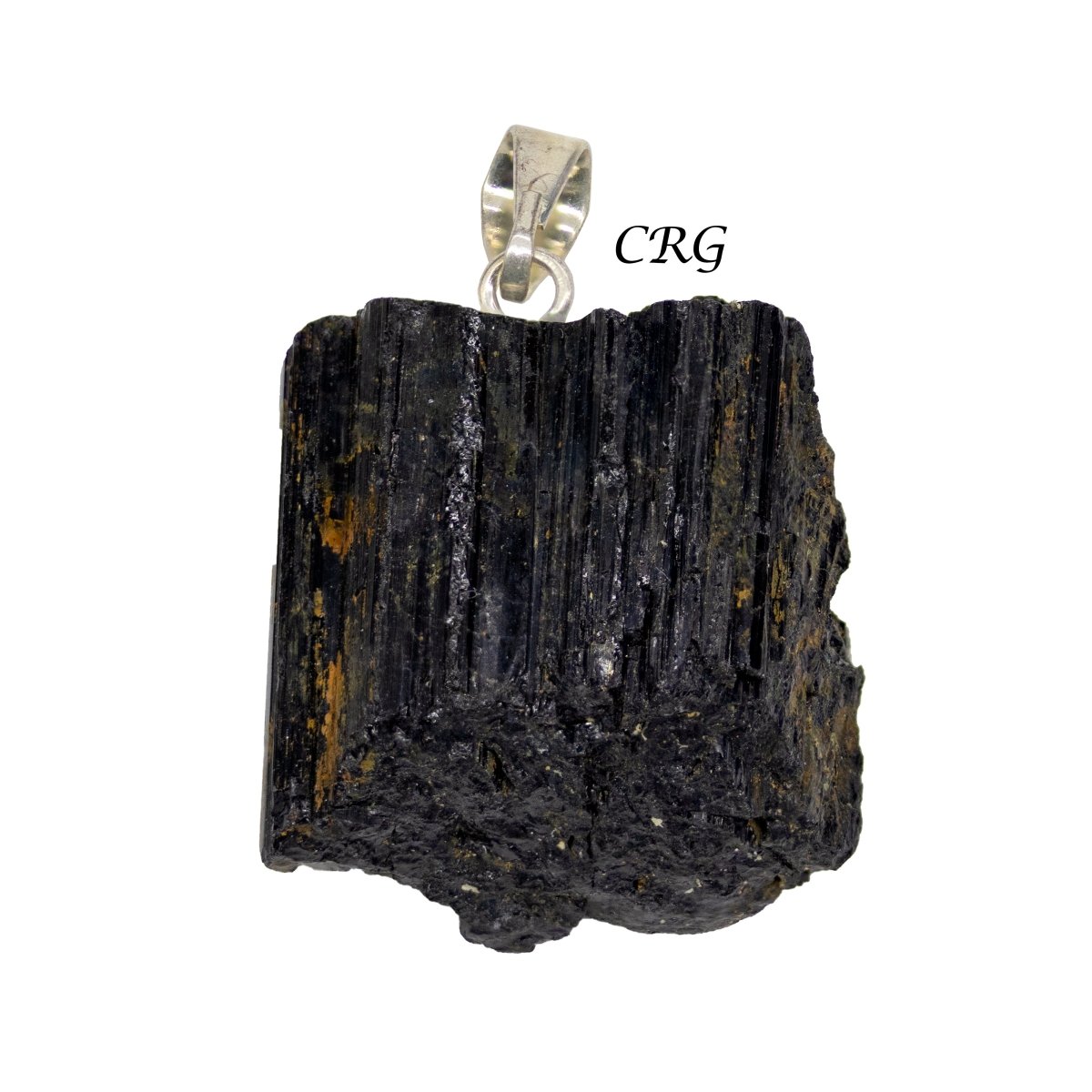 SET OF 4 - Rough Black Tourmaline Pendant with Silver Bail / 1-2" AVG