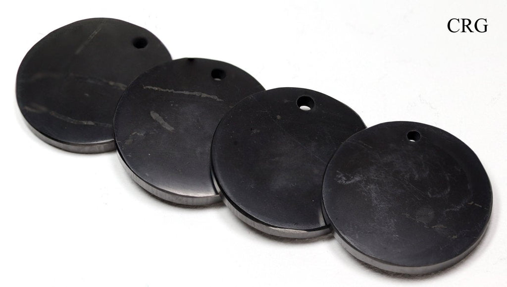 SET OF 4 - Russian Shungite Circle Pendant