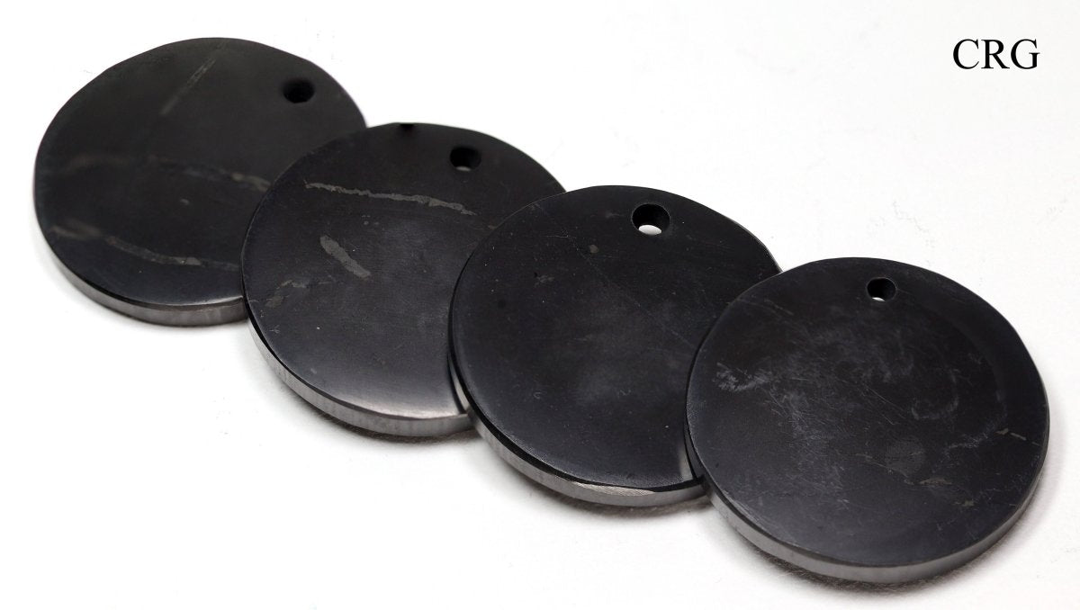 SET OF 4 - Russian Shungite Circle Pendant