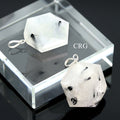 SET OF 4 - Rutilated Quartz Faceted Hexagon Pendant w/ Silver Bail / 1" Avg