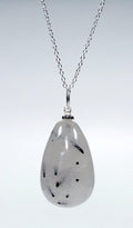SET OF 4 - Rutilated Quartz Teardrop Pendant w/ Silver Bail / 1" Avg