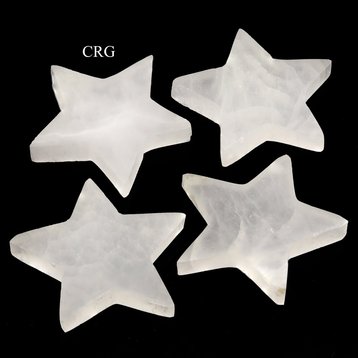 SET OF 4 - Selenite Flat Stars / 10cm AVG