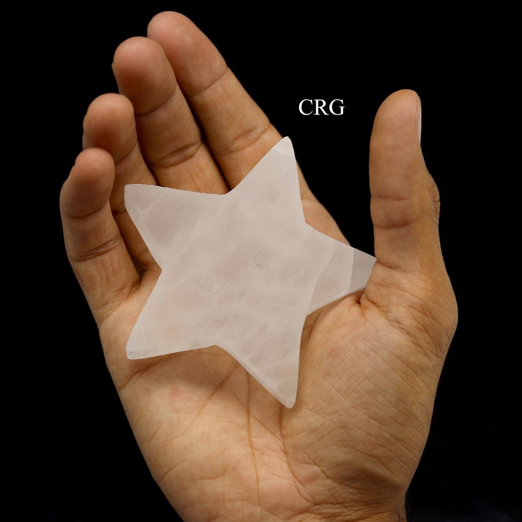 SET OF 4 - Selenite Flat Stars / 10cm AVG