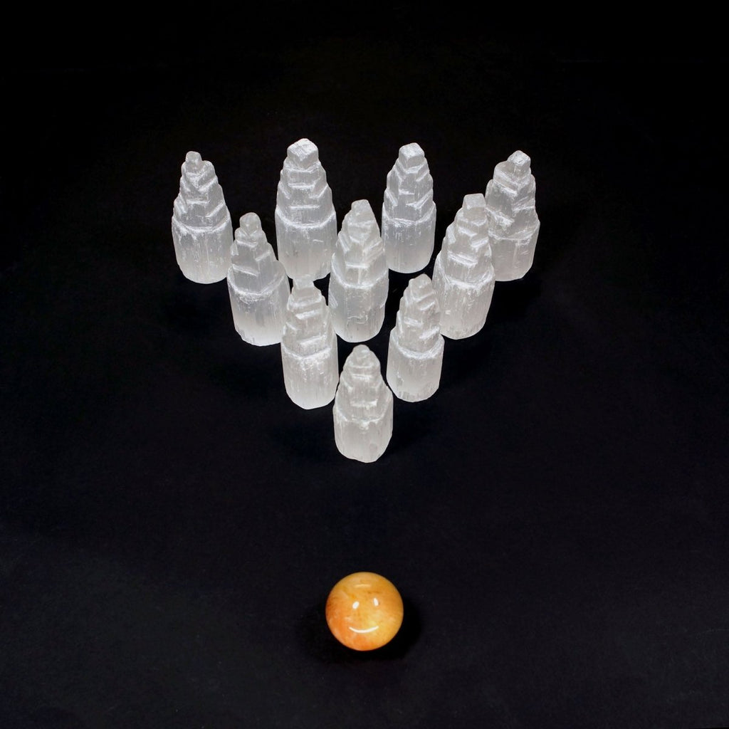 SET OF 4 - Selenite Skyscraper Tower / 2.5" AVG