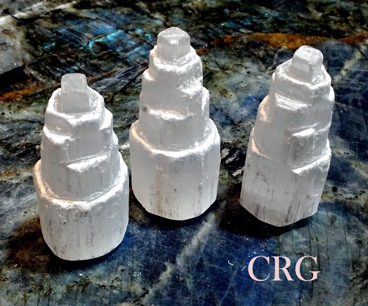 SET OF 4 - Selenite Skyscraper Tower / 2.5" AVG