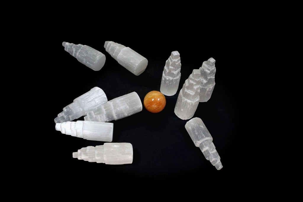 SET OF 4 - Selenite Skyscraper Tower / 2.5" AVG