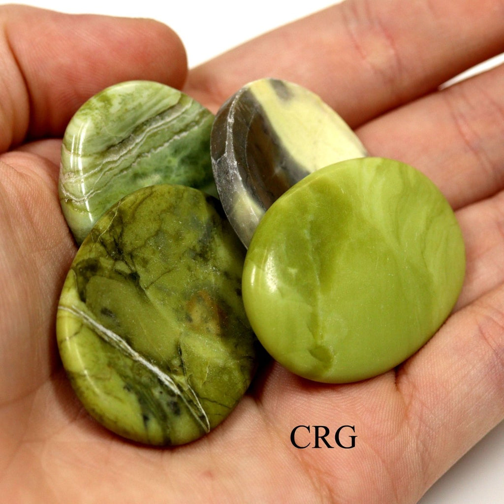 SET OF 4 - Serpentine Worry Stones with Thumb Indent / 1" AVG