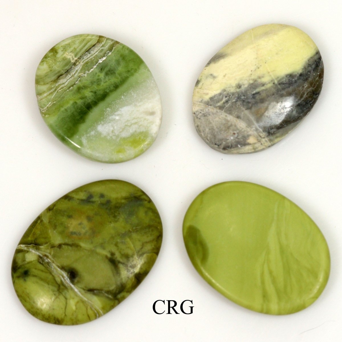 SET OF 4 - Serpentine Worry Stones with Thumb Indent / 1" AVG