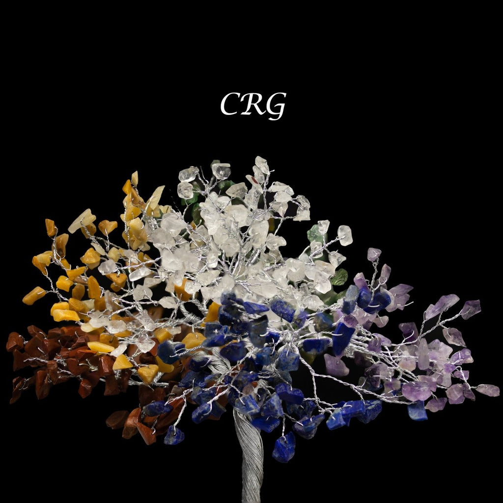 SET OF 4 -Seven Stone - 500 Gemstone Chip Tree w/ Cluster Base - Silver Wire