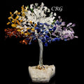 SET OF 4 -Seven Stone - 500 Gemstone Chip Tree w/ Cluster Base - Silver Wire