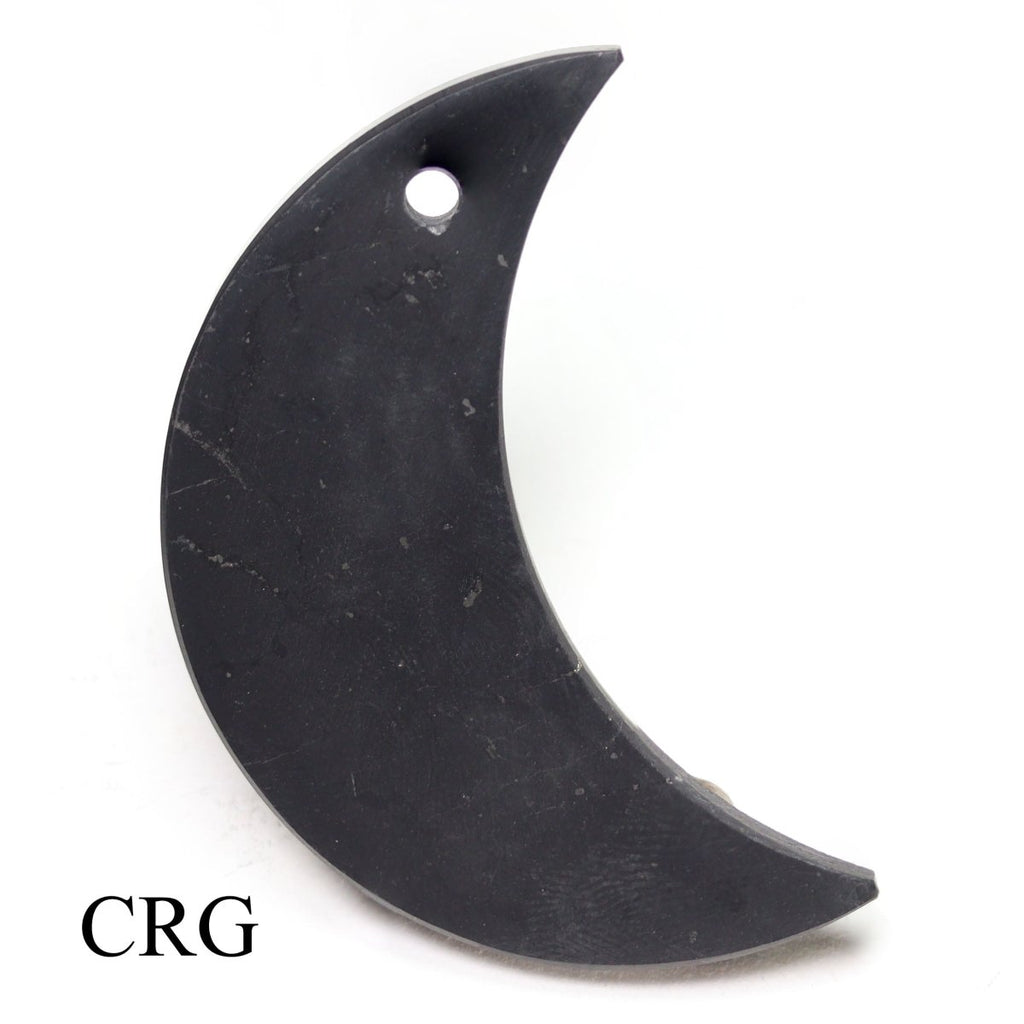 SET OF 4 - Shungite Crescent Moon Pendant / 55mm AVG
