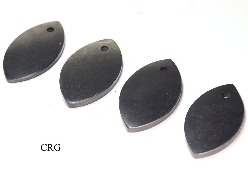 Shungite Flower Petal Pendant with Drilled Hole 2 Inches) (4 Pieces)