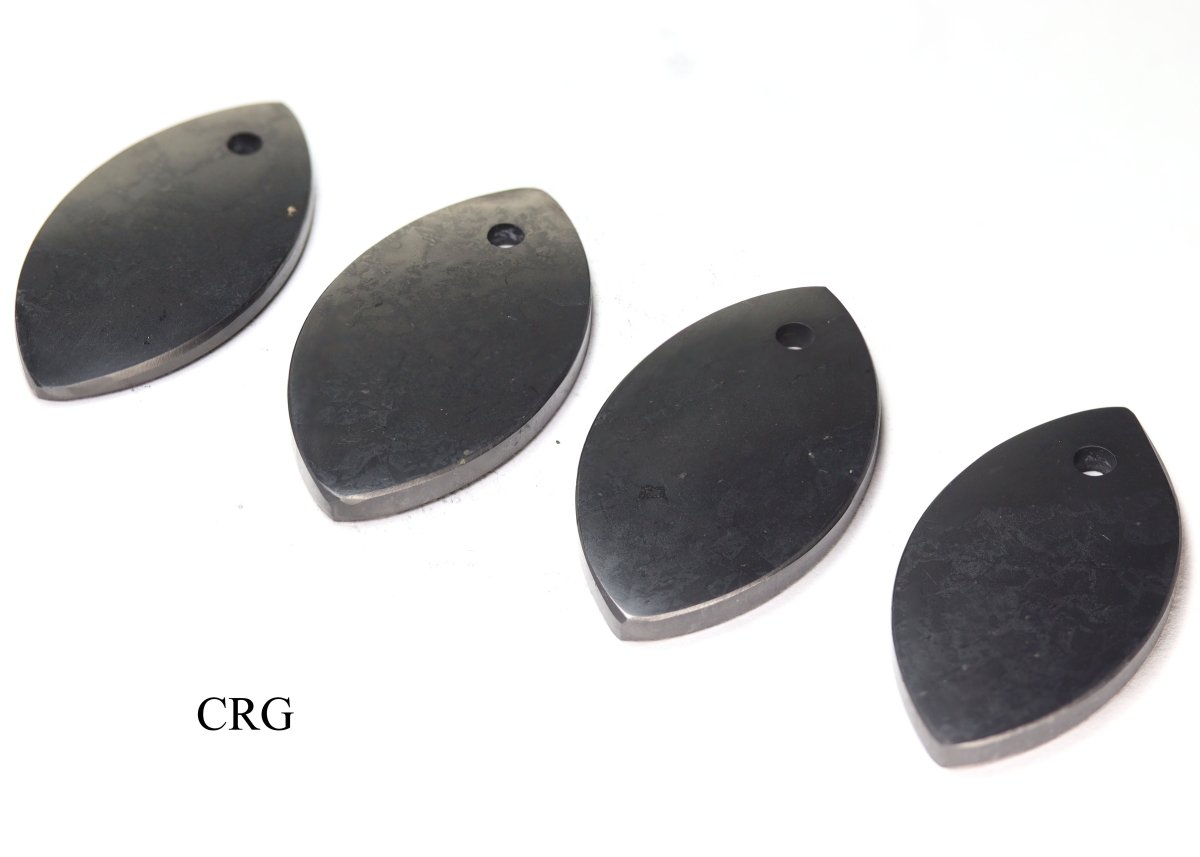 Shungite Flower Petal Pendant with Drilled Hole 2 Inches) (4 Pieces)