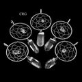 SET OF 4 - Silver Plated Dream Catcher Pendant with Quartz Point / 1-2" AVG