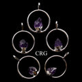 SET OF 4 - Silver Plated Ring Pendant with Amethyst Point / 1-2" AVG