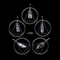 SET OF 4 - Silver Plated Triangle In Ring Pendant with Blue Kyanite / 1-2" AVG