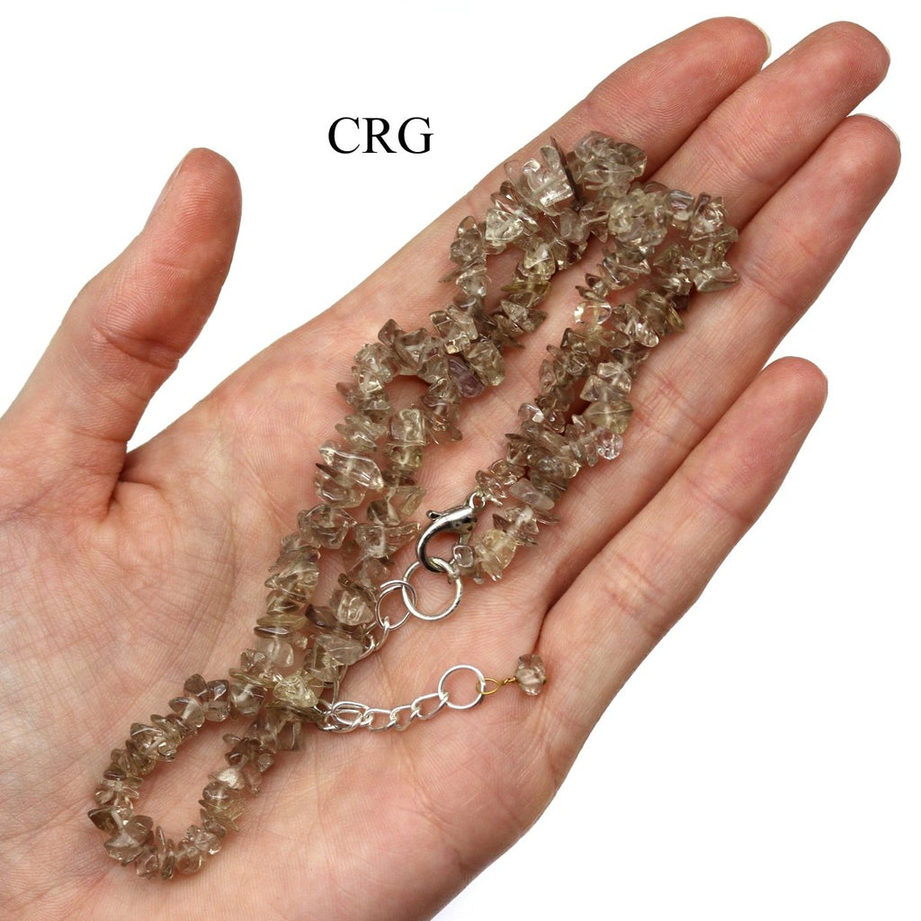Smoky Quartz Strand Chip Choker Necklace (4 Pieces) (16 Inches)