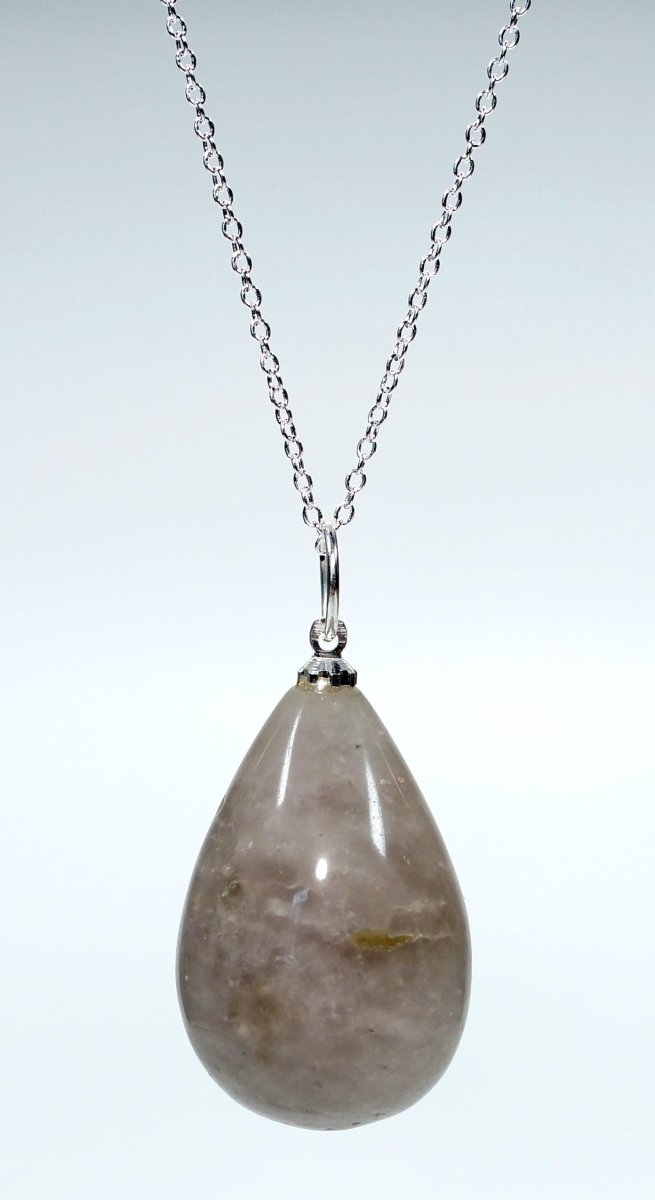 SET OF 4 - Smoky Quartz Teardrop Pendant w/ Silver Bail / 1" Avg
