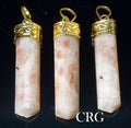 Sunstone 3-Sided Point Gold Plated Pendant (1 Inch) (Set of 4) (INJD)