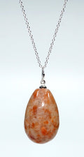 SET OF 4 - Sunstone Teardrop Pendant with Silver Bail / 1" AVG (INJD)